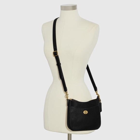 Coach Handbags - Coach Black Pebbled Leather Crossbody Bag with Gold Hardware